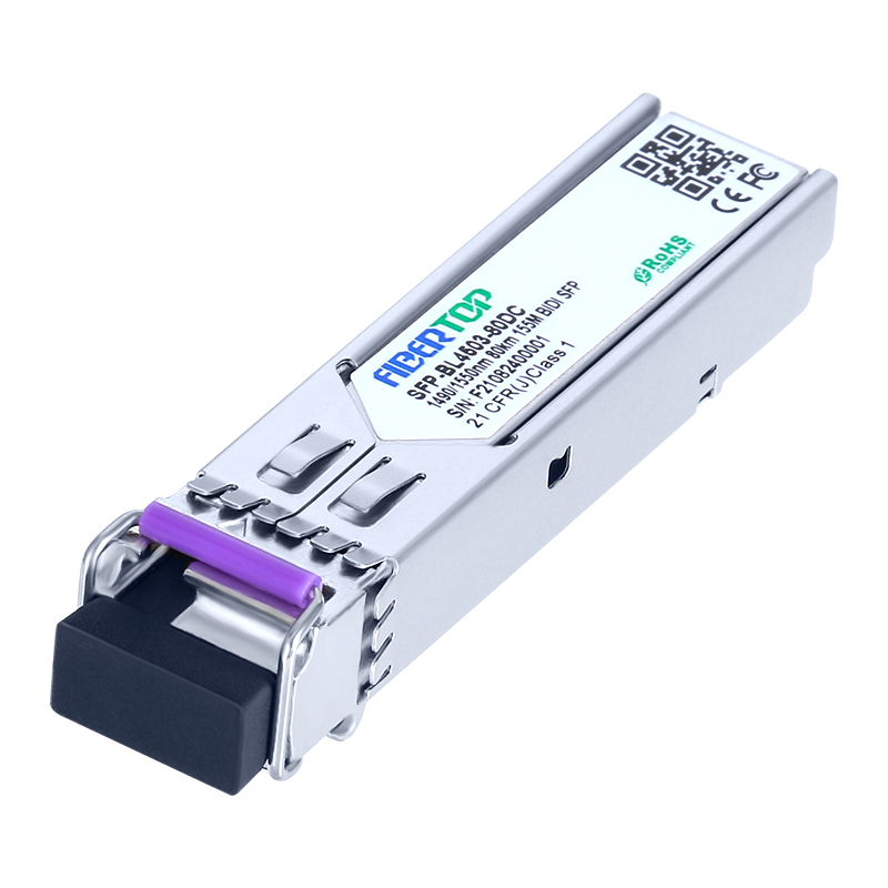 FIBERTOP 155Mbps BIDI 80km SFP SMF 1490nm Tx/1550nm Rx Single LC DOM Transceiver Module