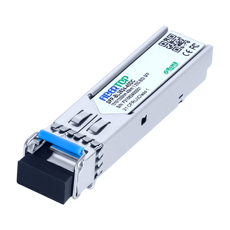 Brocade® E1MG-BXU-40 Compatible 1.25G BIDI 40km SFP Transceiver SMF 1310nm Tx/1550nm Rx Single LC DOM