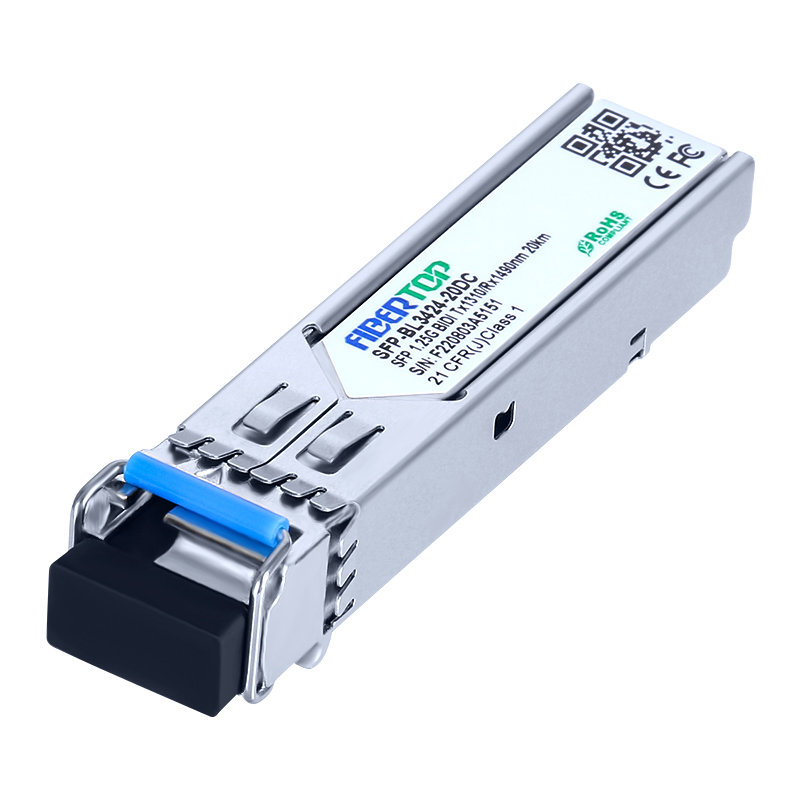 Juniper® SFP-GE20KT13R14 Compatible 1000Base-BX BIDI SFP Transceiver SMF 1310nm Tx/1490nm Rx 20km Single LC DOM