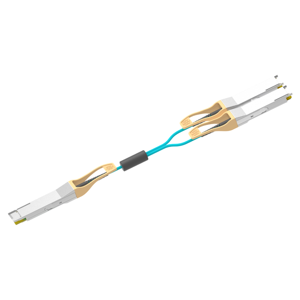 FIBERTOP 200G QSFP-DD to 2x100G QSFP28 1M(3ft)  Berakout  Active Optical Cable